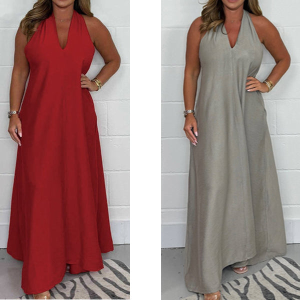 【🔥2 KAUFEN, VERSAND KOSTENLOS ERHALTEN】Fließendes Maxikleid mit T-Rücken für Damen