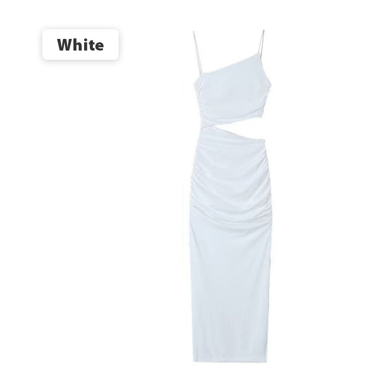 Asymmetrisches Spaghettiträgerkleid mit Taillenausschnitt