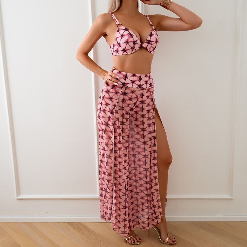 🩱🏖️Sommerschlussverkauf - 50% Rabatt💥Schickes 3-teiliges Badeanzugset für Frauen mit BH / Slip / Hose mit hohem Schlitz