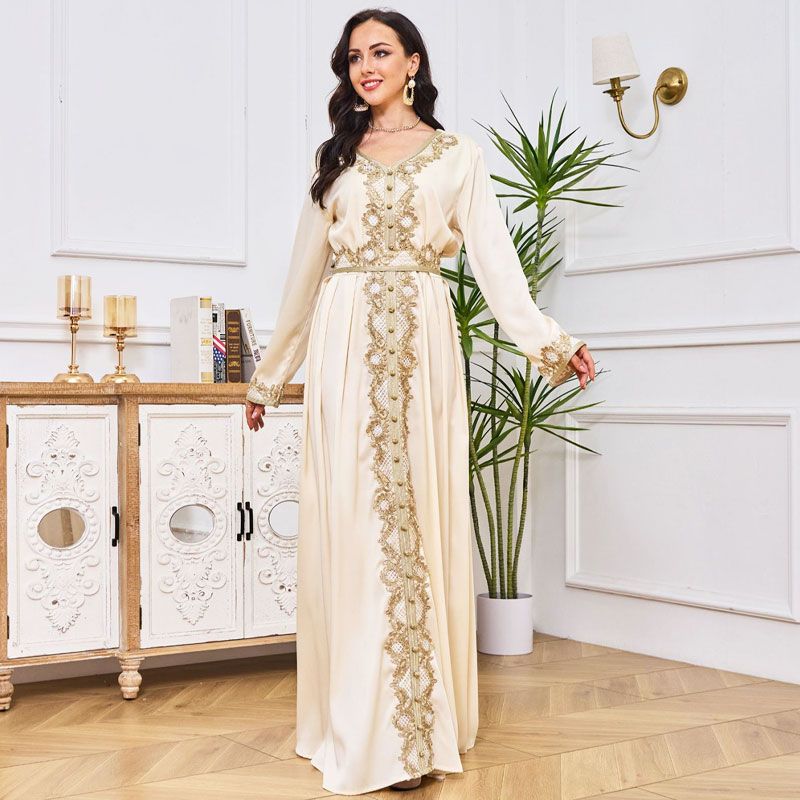 Elegantes Abaya-Kleid mit zarter Stickerei für Damen