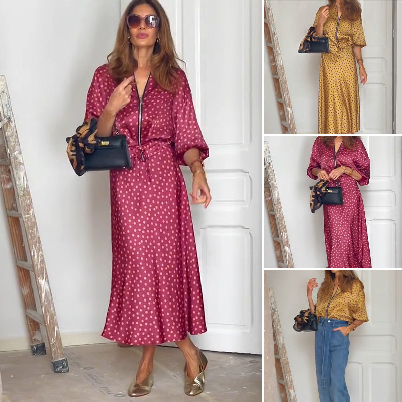 Mingzhu Damen 2-teiliges Outfit - Safari-Set Mit Reißverschluss & Weiten Hosen