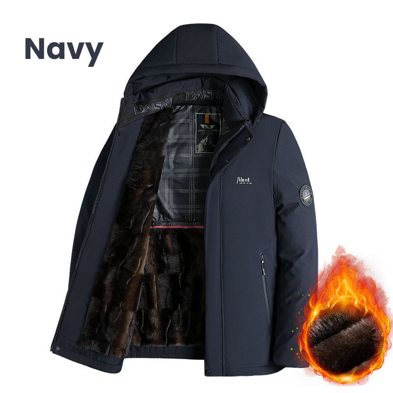 🎁Bestes Geschenk🎁Wattierte Thermo-Plüschparka für Herren mit abnehmbarer Kapuze