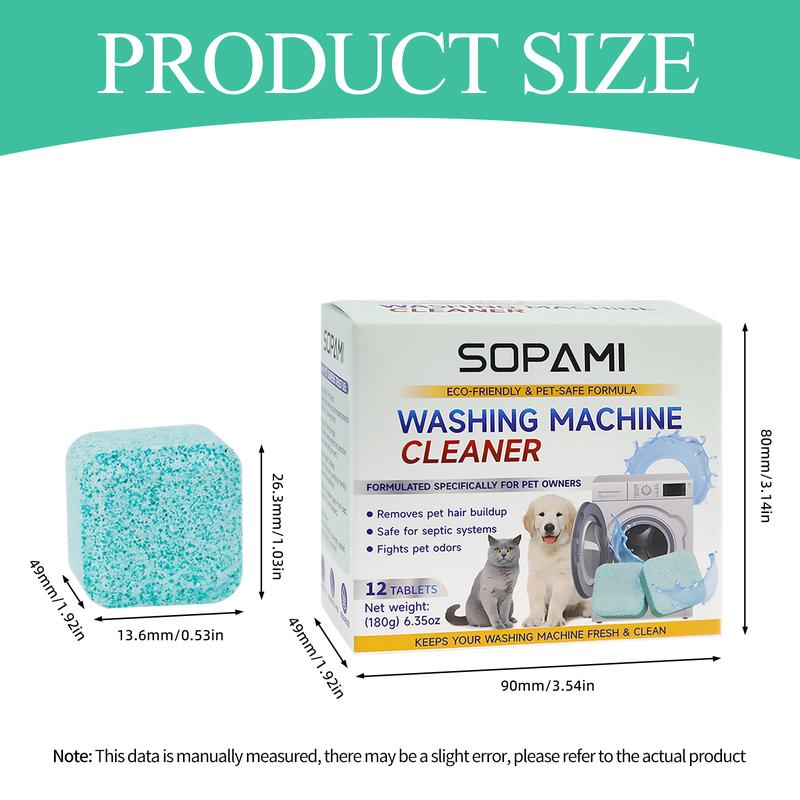 SOPAMI Eco-Friendly Washing Machine Cleaner Fights Pet Odors &amp; Hair Build-Up for Fresh Clean Machines