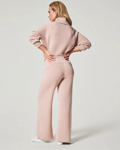 💝🔥Zeitlich begrenzter Sale – 50 % Rabatt🔥Damen-Loungeset aus 2 Teilen mit Oversize-Schnitt, halbem Reißverschluss und weitem Bein