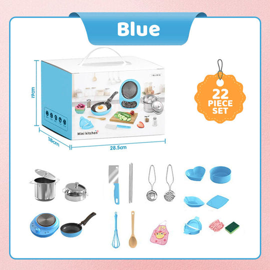 👧🏻 🍳 Realistisches Mini-Kochset (22-teilig) – Vollständige Ausstattung, Sichere Materialien &amp; Pädagogischer Spielspaß 🎁