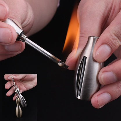 Unique bowling ball shape metal keychain lighter