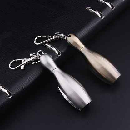 Unique bowling ball shape metal keychain lighter