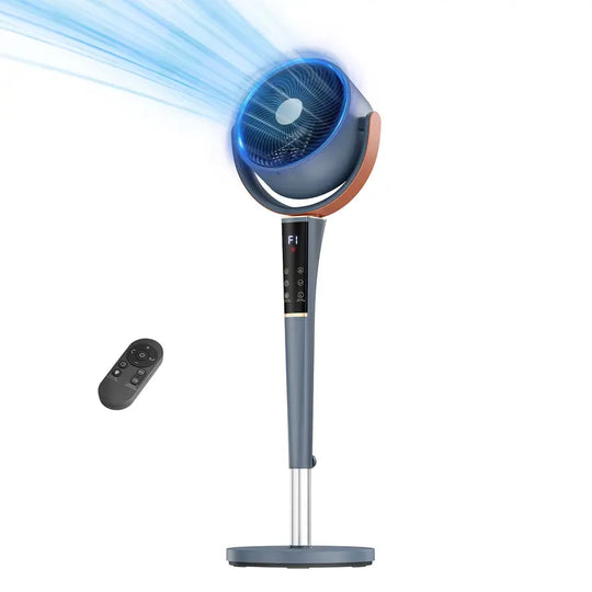 🔥50% OFF❄️Bedroom Pedestal Fan, Quiet 20dB DC Air Circulator, 15 Speeds 5 Modes, 120° Oscillation, 12H Timer, 1050CFM Airflow, 37-45" Adjustable Height, LED Light, Standing Fan with Remote