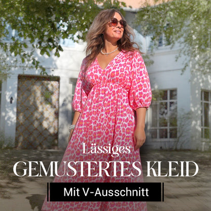 Lässiges Kleid mit V-Ausschnitt und Blumenmuster