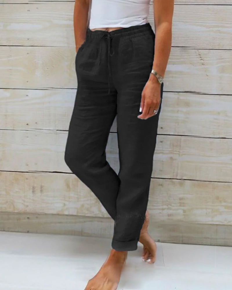 👖 50% RABATT! 🌿 Damenhose aus Baumwolle &amp; Leinen mit Elastischem Bund – Bequem, Atmungsaktiv &amp; Lässiger Look 🥰