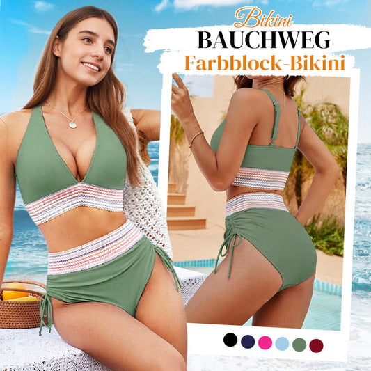 🩵HEISSER VERKAUF 60% RABATT🩵👙Patchwork-Bikini mit V-Ausschnitt, 2-teiliges Set