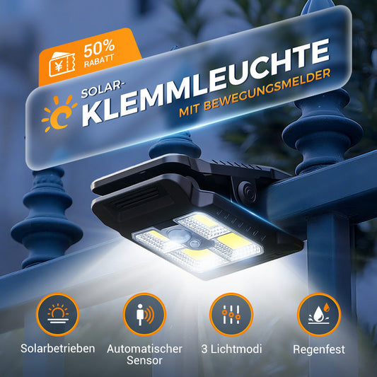 🔥🏡✨Energiesparende Solar-Klemmleuchten mit Bewegungssensoren für Zuhause und draußen