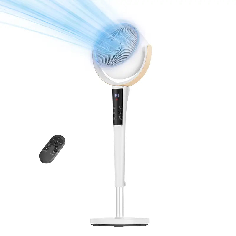 🔥50% OFF❄️Bedroom Pedestal Fan, Quiet 20dB DC Air Circulator, 15 Speeds 5 Modes, 120° Oscillation, 12H Timer, 1050CFM Airflow, 37-45" Adjustable Height, LED Light, Standing Fan with Remote