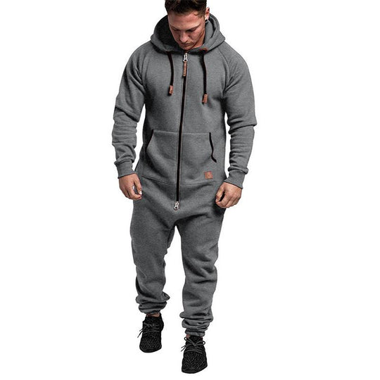 Kapuzen-Fleece-Einteiler in Uni-Farbe – Warm und gemütlich für Winter &amp; Zuhause