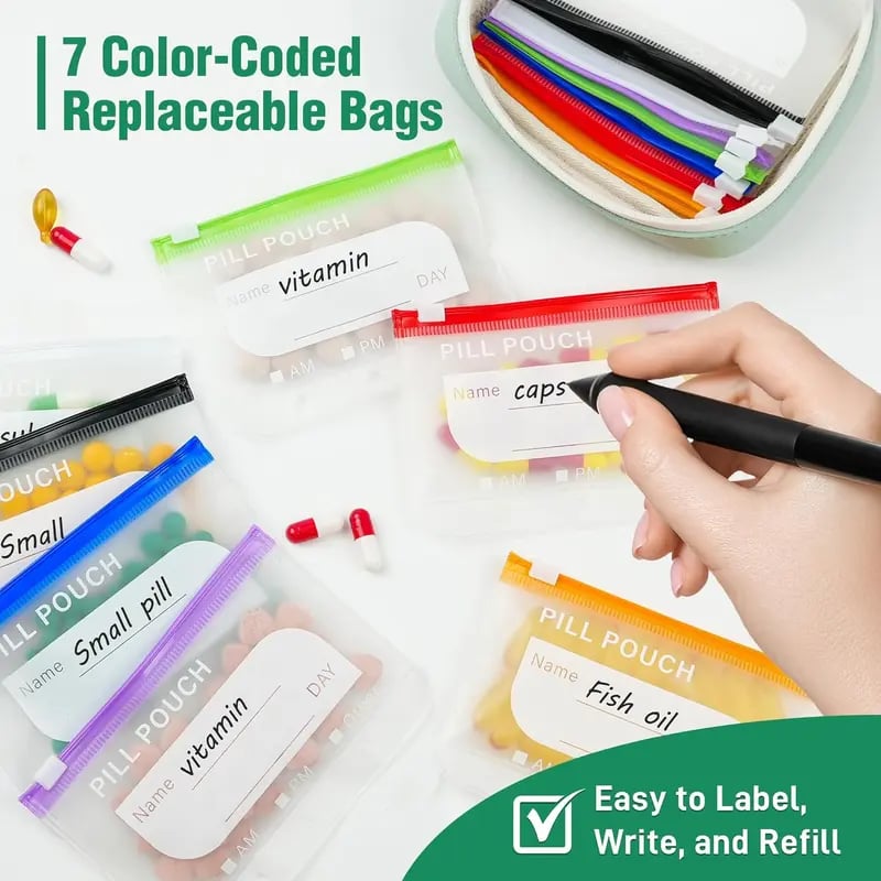 🏆Last Day Promotion 50% OFF💊A8 Waterproof Pill Pouch Set – 7 to 14 Days of Meds &amp; Vitamins💧Waterproof &amp; Crush-Resistant Shell