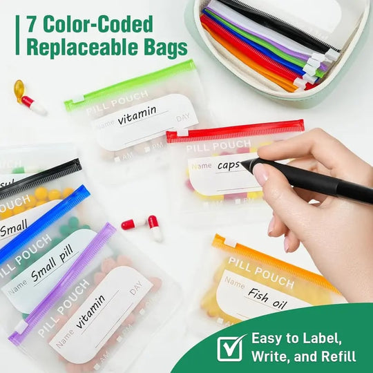 🏆Last Day Promotion 50% OFF💊A8 Waterproof Pill Pouch Set – 7 to 14 Days of Meds &amp; Vitamins💧Waterproof &amp; Crush-Resistant Shell