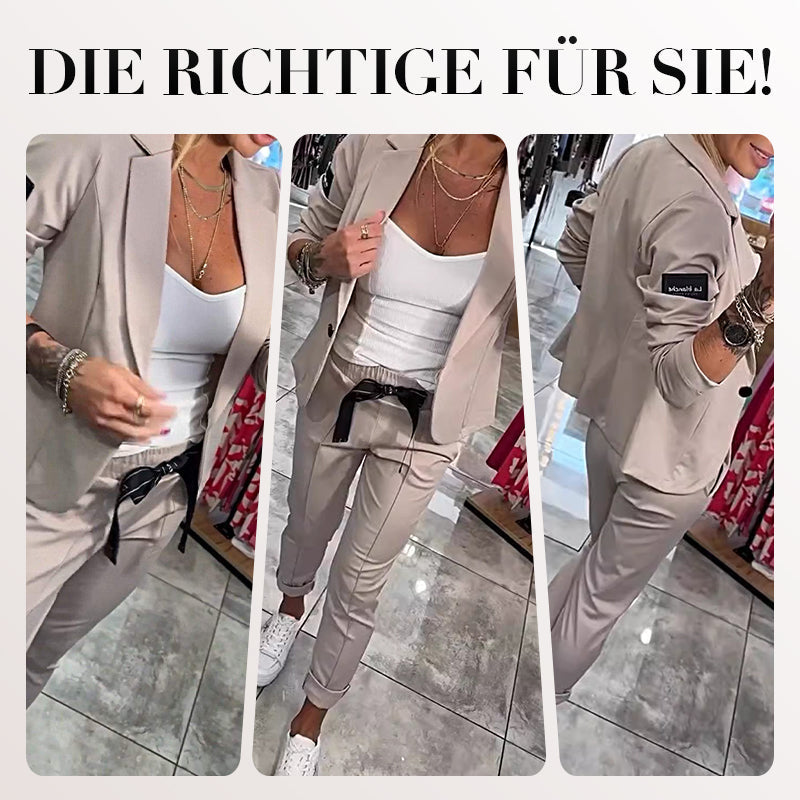 2-teiliges Set aus lässiger Anzugjacke und Hose für Damen🌺