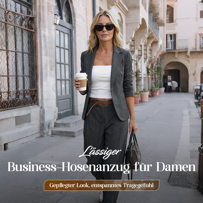 👔 50% RABATT! 💼 Damen Business-Anzug – Blazer mit Kragen &amp; Hose, Bügelfrei &amp; Klassischer Look 👖