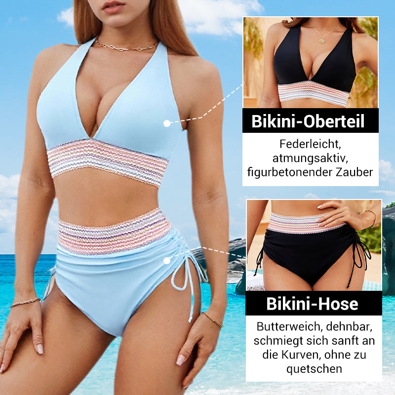 🩵HEISSER VERKAUF 60% RABATT🩵👙Patchwork-Bikini mit V-Ausschnitt, 2-teiliges Set