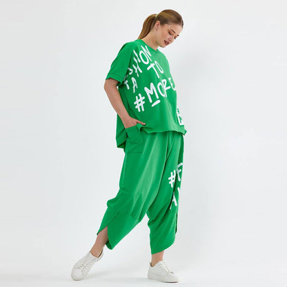 Women’s Casual Loose Fit Two-Piece T-Shirt & Pants Set