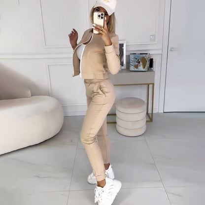 2025 Neues Design🌟3-teiliger Trainingsanzug mit Reißverschluss für Damen