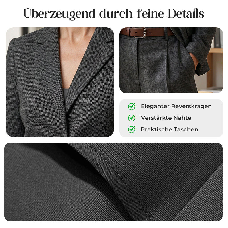 👔 50% RABATT! 💼 Damen Business-Anzug – Blazer mit Kragen &amp; Hose, Bügelfrei &amp; Klassischer Look 👖