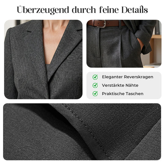 👔 50% RABATT! 💼 Damen Business-Anzug – Blazer mit Kragen &amp; Hose, Bügelfrei &amp; Klassischer Look 👖
