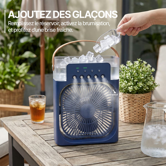 Ventilateur brumisateur portable rafraîchissant, pour intérieur et extérieur