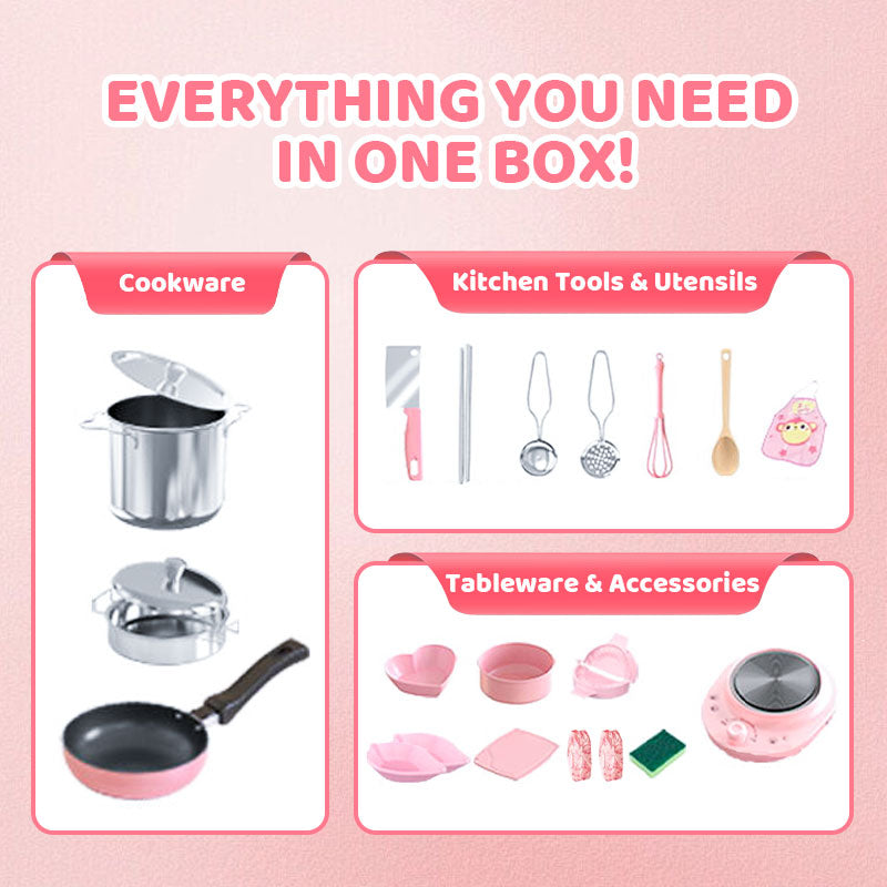 👧🏻 🍳 Realistisches Mini-Kochset (22-teilig) – Vollständige Ausstattung, Sichere Materialien &amp; Pädagogischer Spielspaß 🎁
