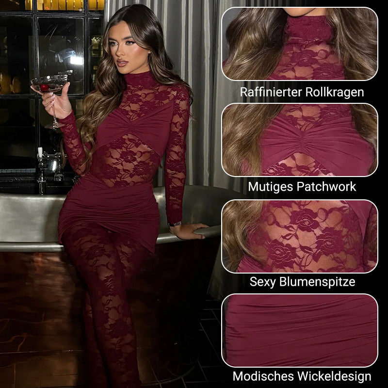 Sexy Damen-Jumpsuit mit Spitzen-Patchwork