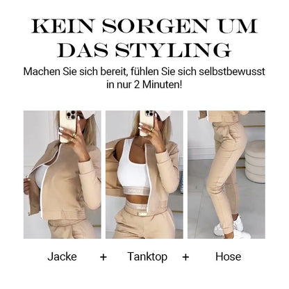 2025 Neues Design🌟3-teiliger Trainingsanzug mit Reißverschluss für Damen