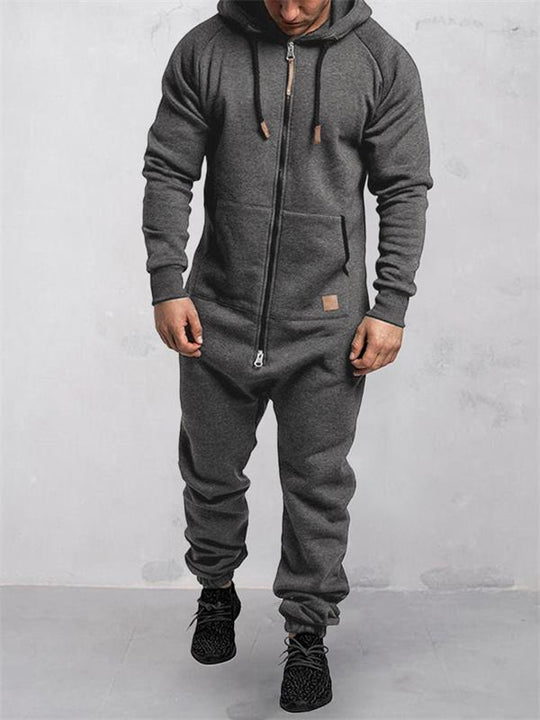 Kapuzen-Fleece-Einteiler in Uni-Farbe – Warm und gemütlich für Winter &amp; Zuhause