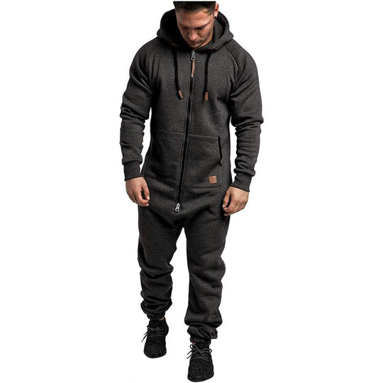 Kapuzen-Fleece-Einteiler in Uni-Farbe – Warm und gemütlich für Winter &amp; Zuhause