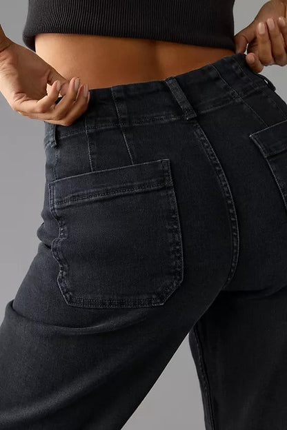 🌸SOMMERVORVERKAUF 2025💥Bauchfrei gekrempelte Jeans mit weitem Bein🔥