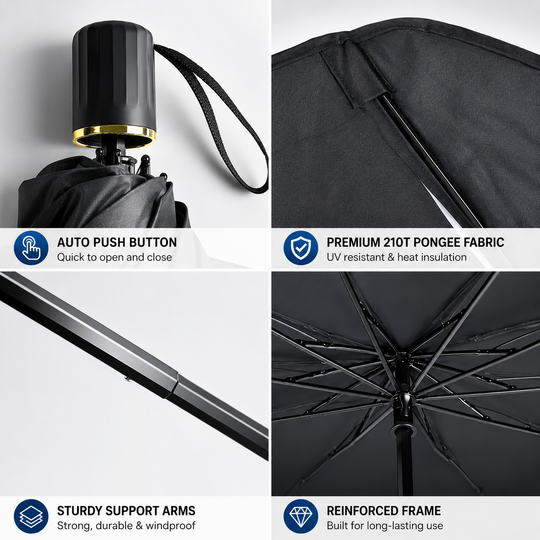 ☀️Car Sunshade – Effective Heat Insulation, UV Block &amp; Easy Foldable Auto Windshield Protector