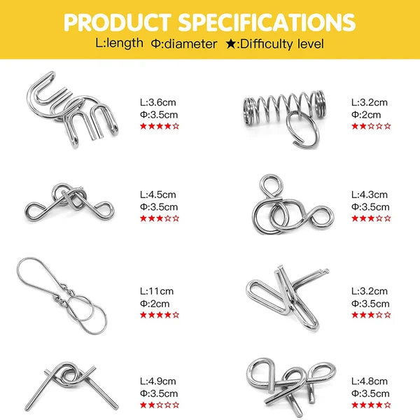 🧠🔠Metall-Puzzleringe (8 Teile) Blue Edition Gehirntraining🔗🔗