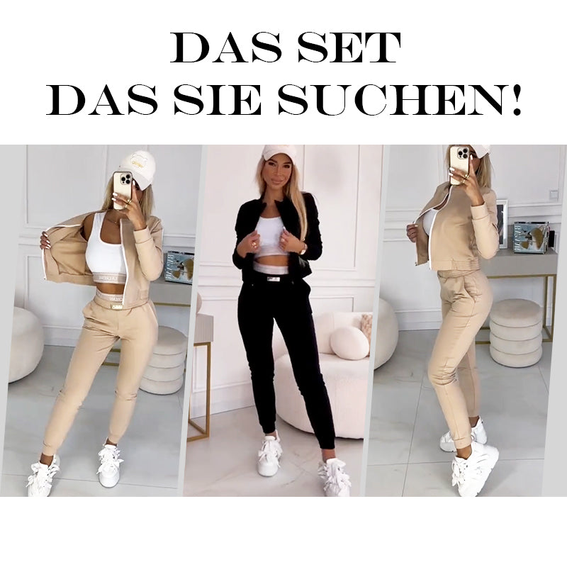 2025 Neues Design🌟3-teiliger Trainingsanzug mit Reißverschluss für Damen
