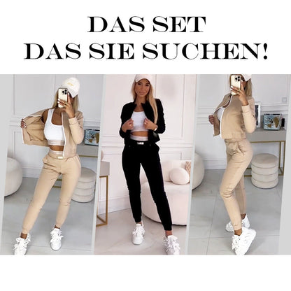2025 Neues Design🌟3-teiliger Trainingsanzug mit Reißverschluss für Damen