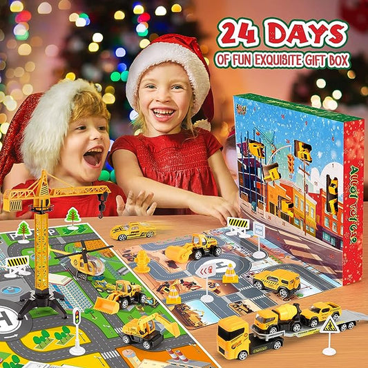 🔥Solange der Vorrat reicht 50 % Rabatt!🚗Adventskalender für Jungen: Spielzeugsets mit Baumaschinen aus Metalllegierung