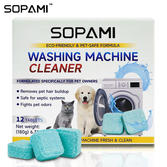 SOPAMI Eco-Friendly Washing Machine Cleaner Fights Pet Odors &amp; Hair Build-Up for Fresh Clean Machines
