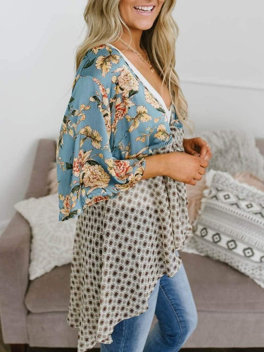 📢📢Großer Ausverkauf läuft!⏰🌸Damen-Kimonos mit Blumenmuster, Rüschenärmeln und Bindegürtel – luftige Boho-Cardigans im lockeren Schnitt
