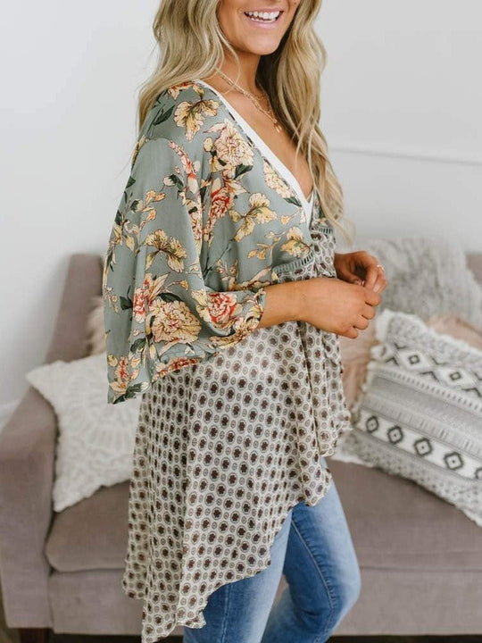 📢📢Großer Ausverkauf läuft!⏰🌸Damen-Kimonos mit Blumenmuster, Rüschenärmeln und Bindegürtel – luftige Boho-Cardigans im lockeren Schnitt