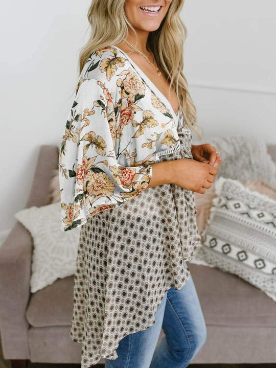 📢📢Großer Ausverkauf läuft!⏰🌸Damen-Kimonos mit Blumenmuster, Rüschenärmeln und Bindegürtel – luftige Boho-Cardigans im lockeren Schnitt