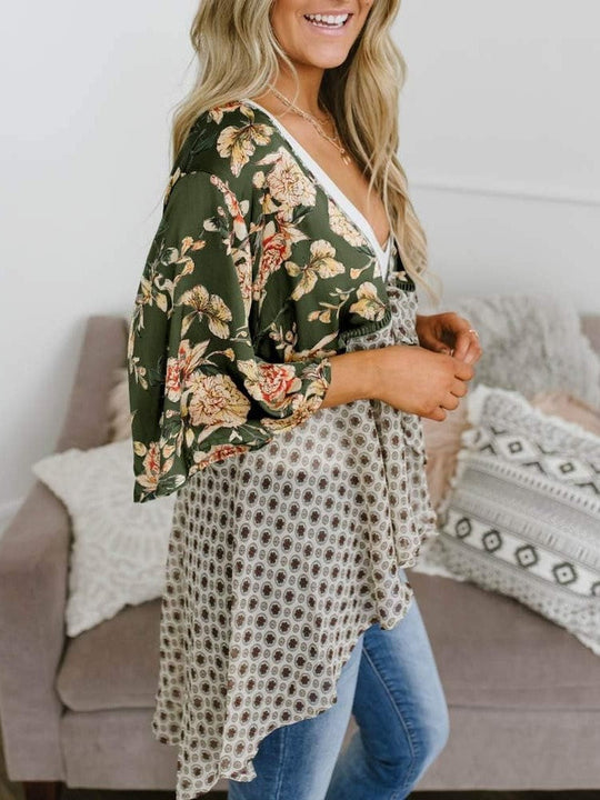 📢📢Großer Ausverkauf läuft!⏰🌸Damen-Kimonos mit Blumenmuster, Rüschenärmeln und Bindegürtel – luftige Boho-Cardigans im lockeren Schnitt
