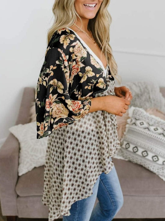 📢📢Großer Ausverkauf läuft!⏰🌸Damen-Kimonos mit Blumenmuster, Rüschenärmeln und Bindegürtel – luftige Boho-Cardigans im lockeren Schnitt
