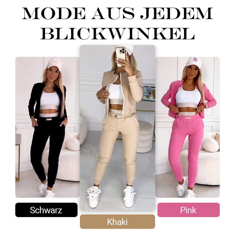 2025 Neues Design🌟3-teiliger Trainingsanzug mit Reißverschluss für Damen