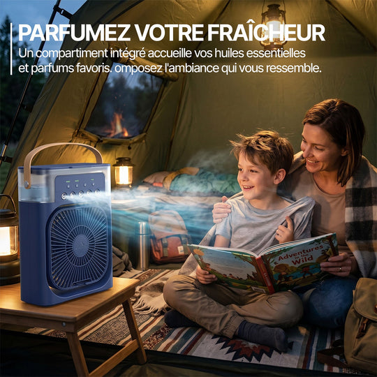 Ventilateur brumisateur portable rafraîchissant, pour intérieur et extérieur
