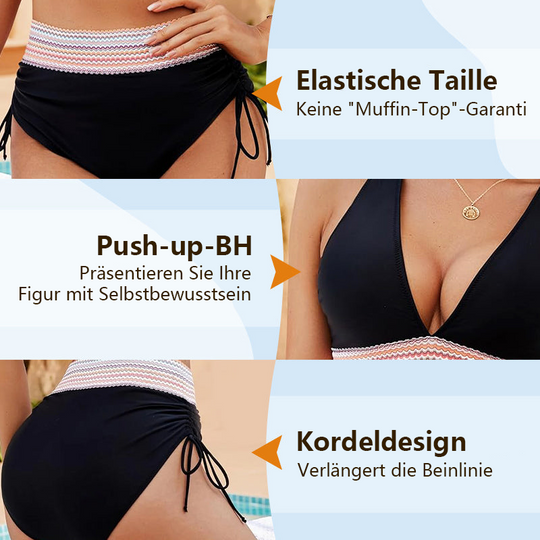 🩵HEISSER VERKAUF 60% RABATT🩵👙Patchwork-Bikini mit V-Ausschnitt, 2-teiliges Set