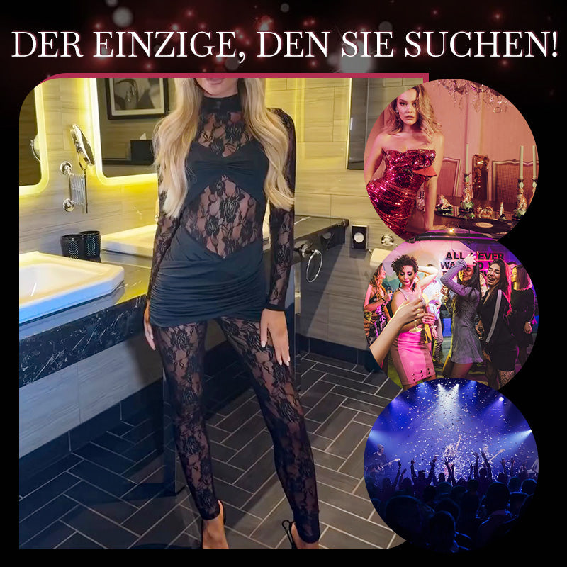 Sexy Damen-Jumpsuit mit Spitzen-Patchwork