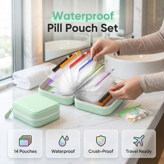 🏆Last Day Promotion 50% OFF💊A8 Waterproof Pill Pouch Set – 7 to 14 Days of Meds &amp; Vitamins💧Waterproof &amp; Crush-Resistant Shell
